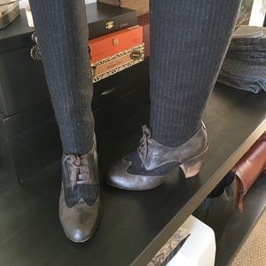 Dries Van Noten tall pinstripe boots, wool/leather